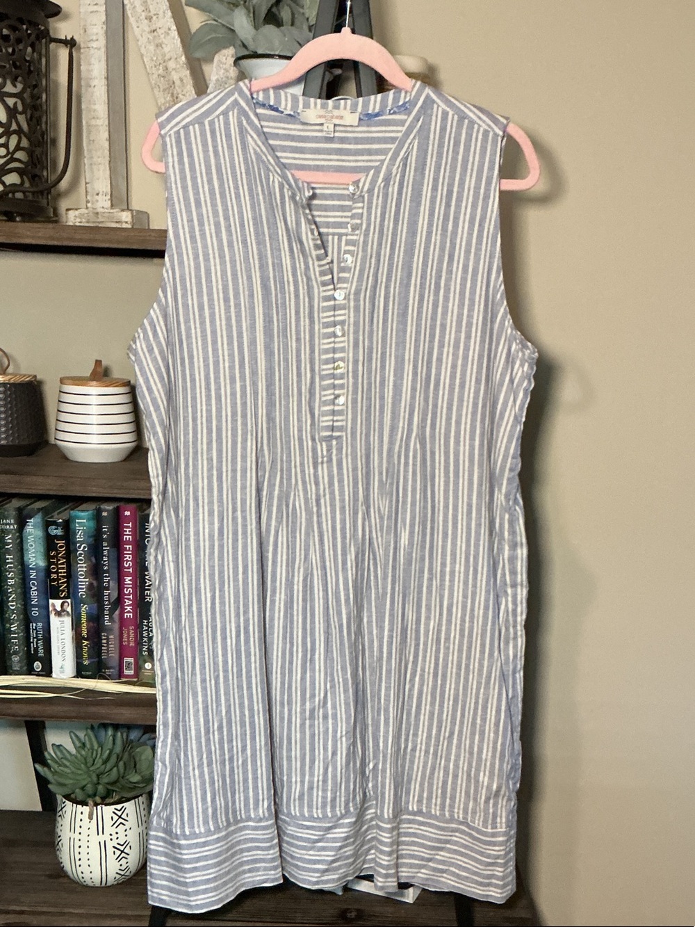 CasaCabana Sleeveless Blue and White Stripe Summer Dress Size L